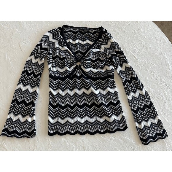 INC International Concepts Petite Chevron Keyhole Sweater - Picture 1 of 7